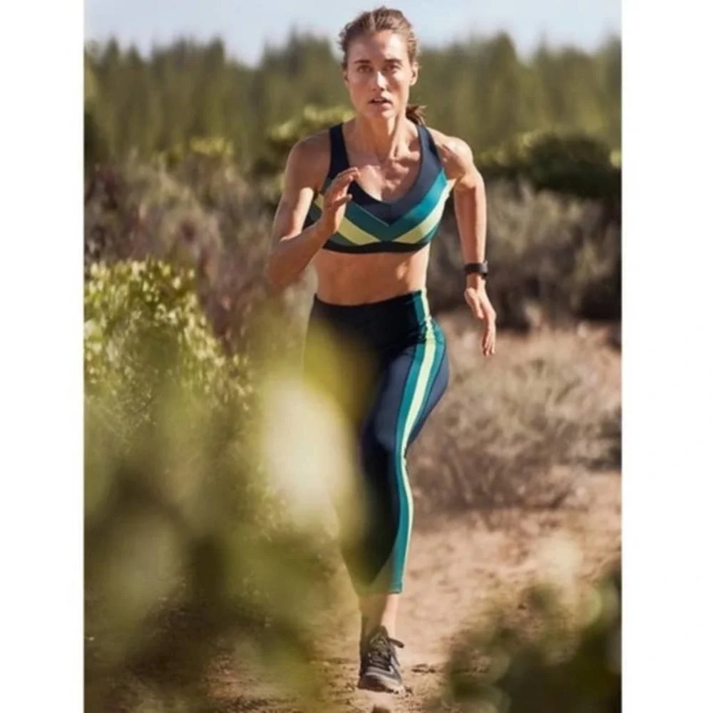 Athleta Blue and Green High-Waisted Leggings - Picture 2 of 16